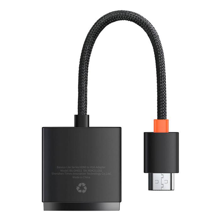 Adaptador de enchufe Baseus Lite Series HDMI a VGA + mini jack 3.5mm / fuente de alimentación micro USB negro (WKQX010101)