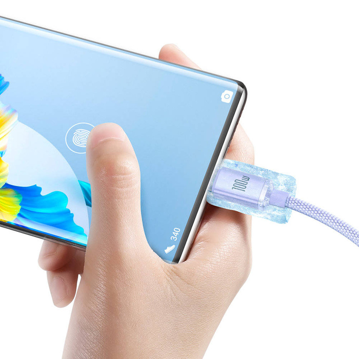Câble de données de charge rapide de la série Baseus crystal shine USB Type A vers USB Type C100W 1,2m violet (CAJY000405)