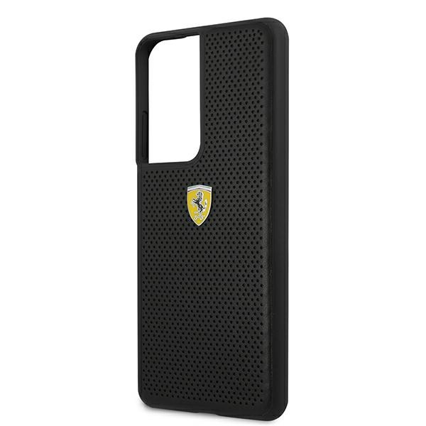 Case FERRARI Samsung Galaxy S21 Ultra G996 On Track Perforated FESPEHCS21LBK Black Hardcase