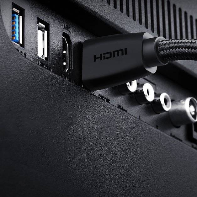 Ugreen Strong Cable HDMI 2.0 Nylon geflochtenes Kabel 4K 60 Hz 3D 18 Gbps HDR ARC Ethernet (HEC) 48 Bit 1,5 m Schwarz (HD118 40409)