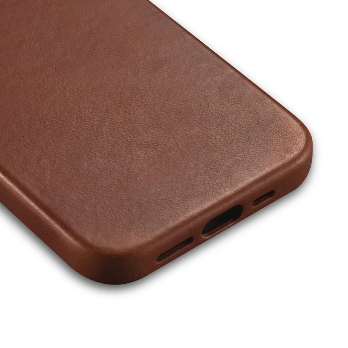 [APRÈS RETOUR] iCarer Oil Wax Premium Leather Case étui en cuir magnétique iPhone 14 avec MagSafe marron (WMI14220701-RB)