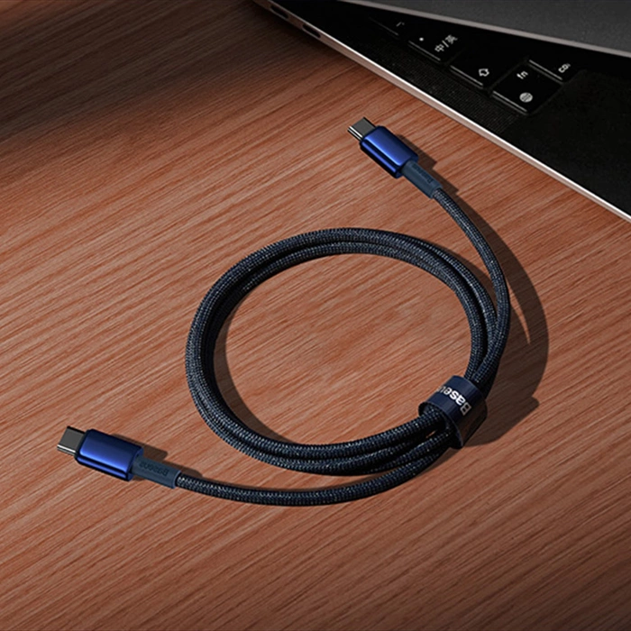 Baseus Tungsten Gold USB-C / USB-C-Kabel 100 W 1 m – Marineblau