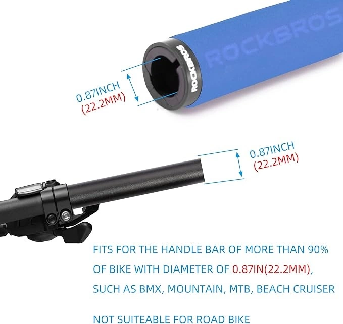 Poignées de guidon de vélo en éponge Rockbros BT1001BLBK - bleues et noires