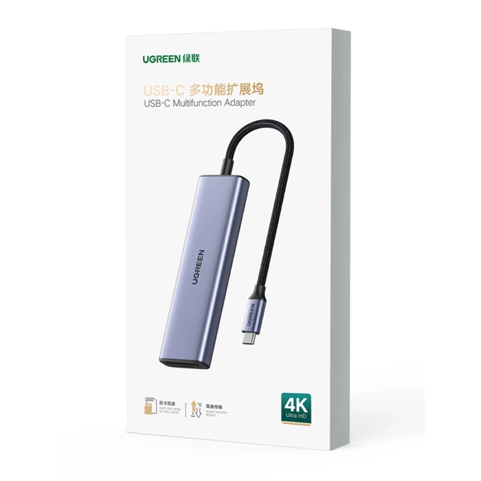 Adaptador HUB UGREEN CM511 USB-C a HDMI, 3x USB-A 3.0, SD/TF 20956A