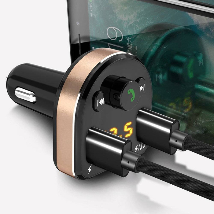 Dudao FM Transmitter Bluetooth car charger MP3 3.1 A 2x USB black (R2Pro black)