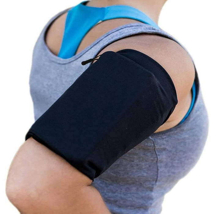 Fascia da braccio in tessuto elastico da braccio per running fitness L nero