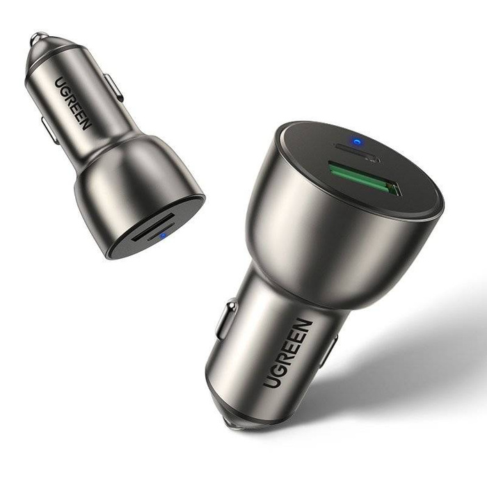 Ugreen fast car charger USB / USB Typ C Quick Charge 3.0 Power Delivery 36 W 3 A gray (CD213 60980)