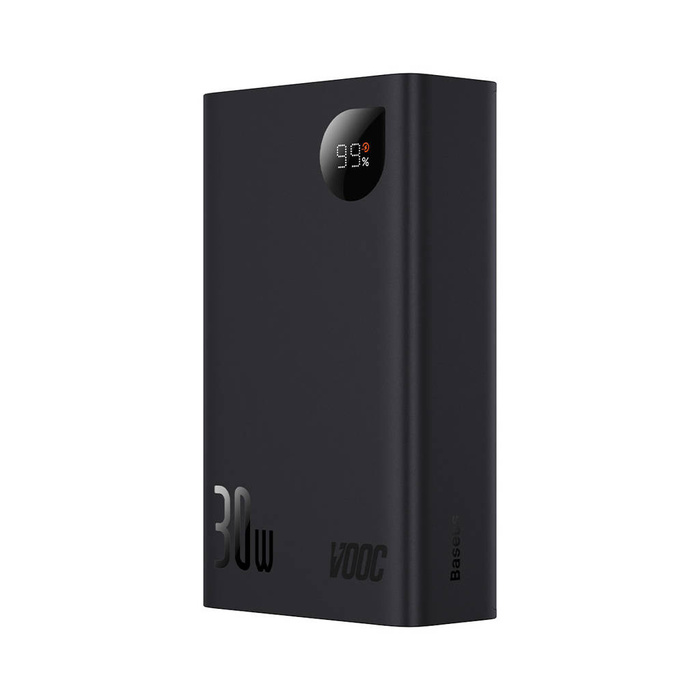 Baseus Adaman2 Powerbank mit bildschirmem digital 20000mAh 30W 2 x USB / 1x USB Typ C Power Delivery Quick Charge SCP, Oppo Super VOOC schwarz (PPAD050101)