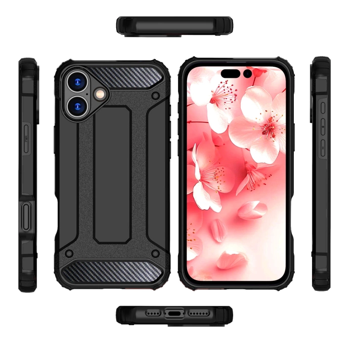 Hybrid Armor Panzerhülle für iPhone 16 – Schwarz