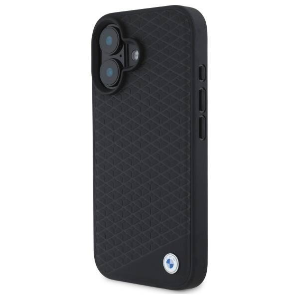Cover BMW iPhone 16 6,1" nero/nero durocase Sign Leather Diamond Metal Logo MagSafe