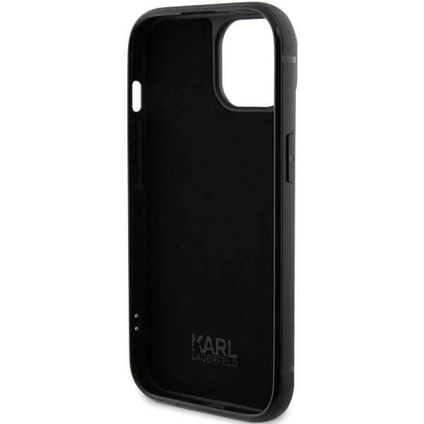 Karl Lagerfeld KLHCP15SHDSPLK iPhone 15 6.1" black/black hardcase Rhinestone Logo Metal Plate