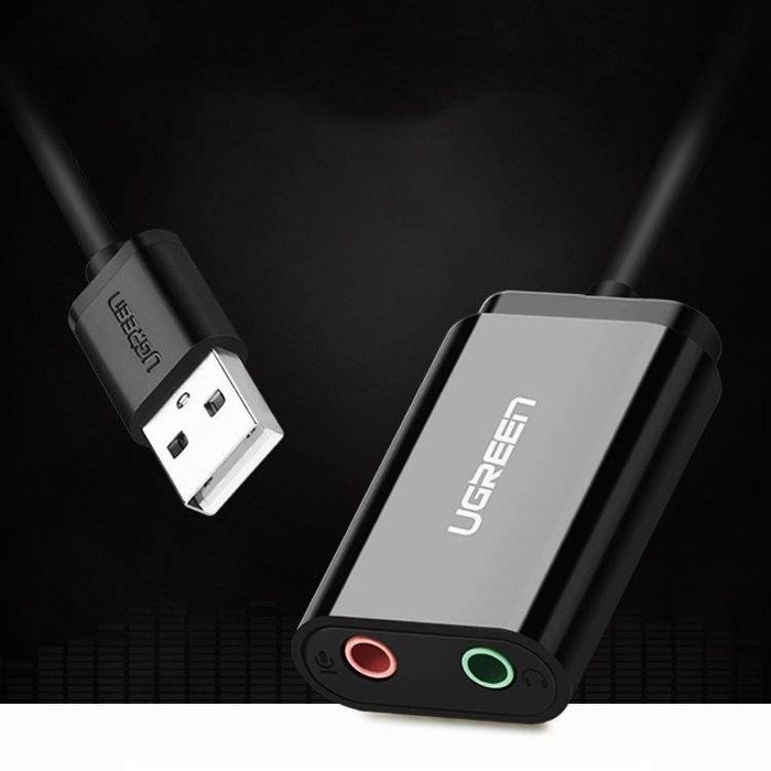 Ugreen externí hudební adaptér pro zvukovou kartu USB - 3,5 mm mini jack 15 cm bílý (US205 30143)
