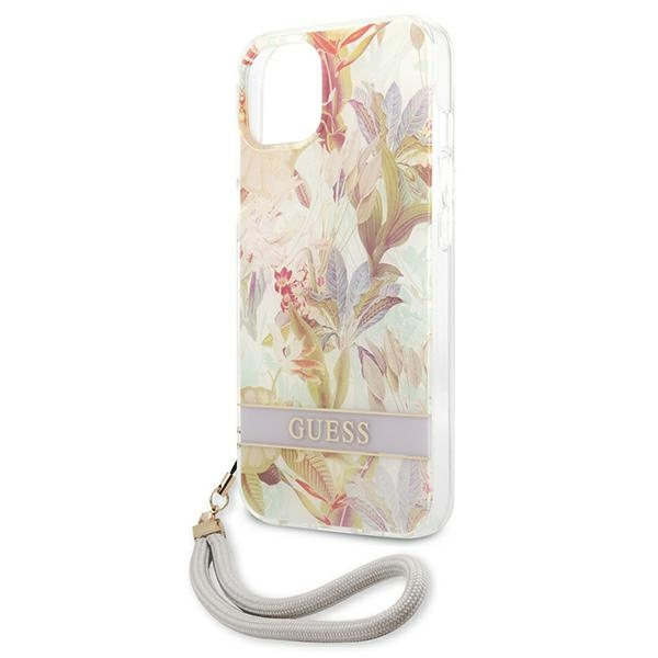 Case GUESS Apple iPhone 13 Mini Flower Strap Purple Hardcase