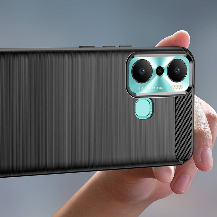 Carbon Case Hülle für Infinix Hot 20 Play flexible Silikon-Carbon-Hülle schwarz
