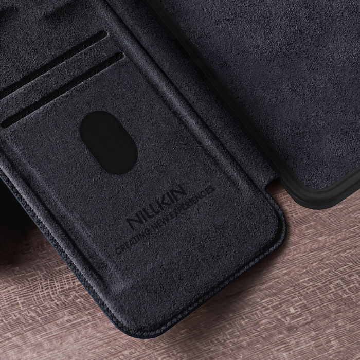 Nillkin Qin Pro Leather Case Samsung S25+, BLACK / CZARNY