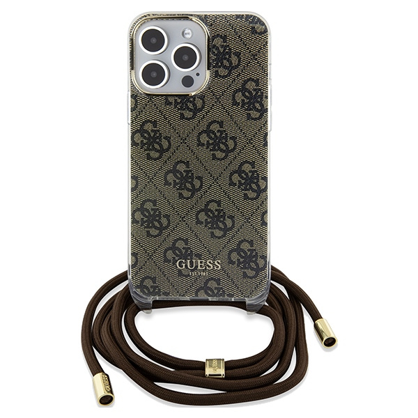 Etui Guess GUHCP15LHC4SEW iPhone 15 Pro 6.1" brązowy/brown hardcase Crossbody Cord 4G Print Case
