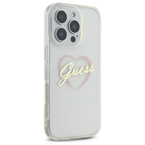 Etui Guess iPhone 16 Pro 6.3" przeźroczysty/transparent hardcase IML Heart