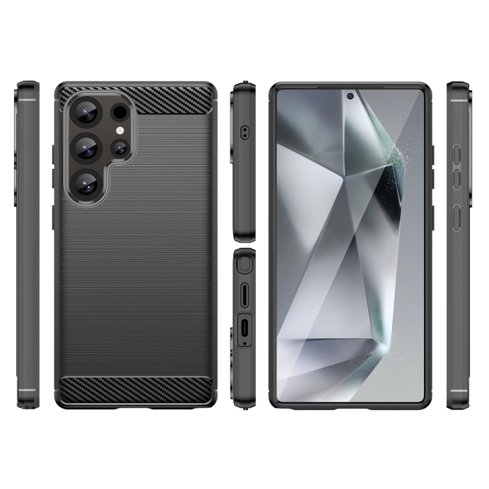 Carbon Case Silikonhülle für Samsung Galaxy S25 Ultra - Schwarz
