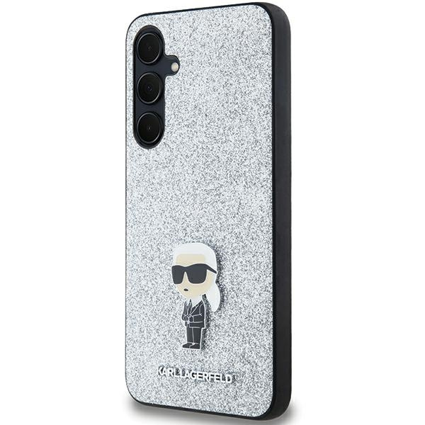 Etui Karl Lagerfeld KLHCSA35GCNPSG A35 A356 srebrny/silver hardcase Fixed Glitter Choupette Logo Metal Pin