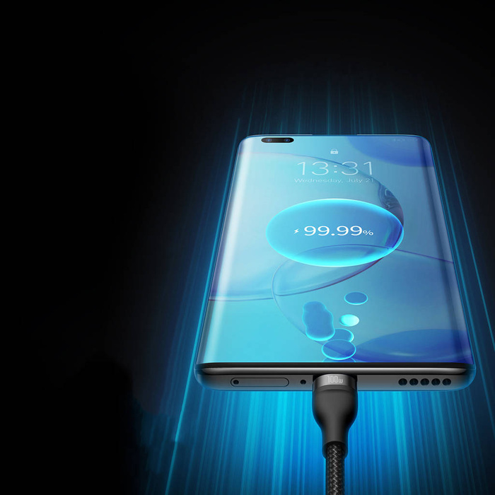 Baseus Flash Series Ⅱ One-for-three Fast Charging Data Cable USB to M+L+C 100W 1.2m Black