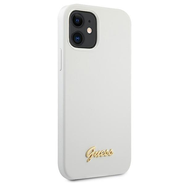Case GUESS Apple iPhone 12 Mini Metal Logo Script White Hardcase