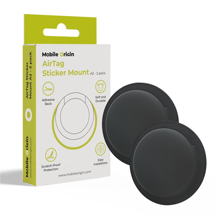 Mobile Origin Airtag Sticker Mount A2 - 2 pack, black