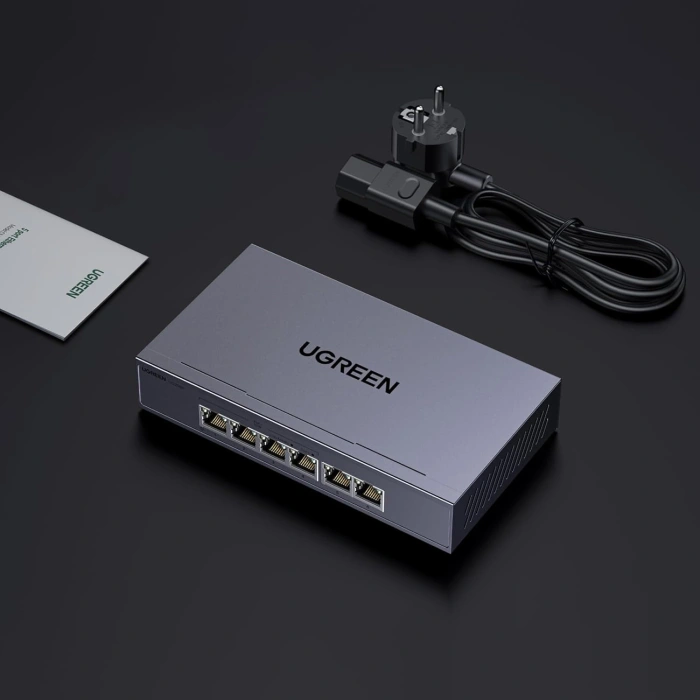 Switch Ugreen przełącznik ethernet 6-Portowy 1Gb/s z PoE - szary