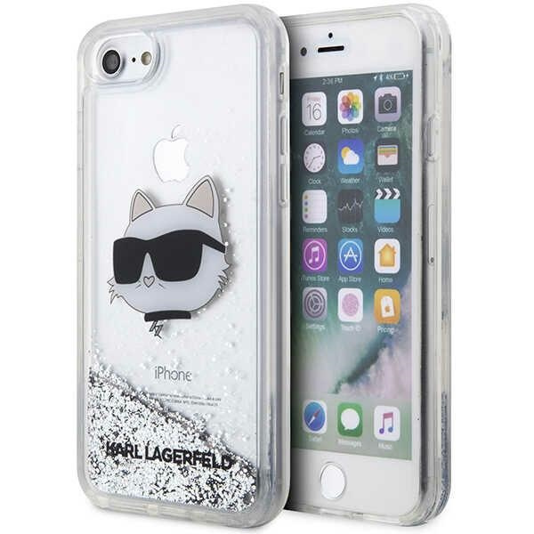 Cover Karl Lagerfeld KLHCI8LNCHCS iPhone 7/8/ SE 2020/2022 argento/argento rigidocase Glitter Choupette Head Case