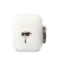 Karl Lagerfeld KLA2RUNIKH AirPods 1/2 cover bianco/bianco Silicone Karl Head 3D