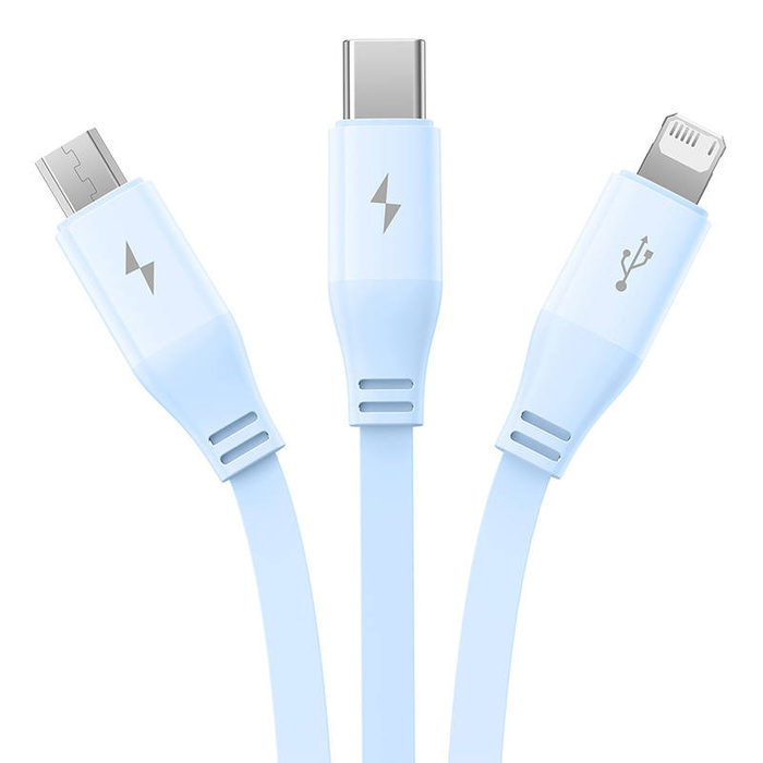 Charging Cable 3w1 Baseus USB to USB-C, USB-M, Lightning 3,5A, 1,1m (blue)