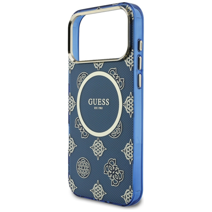 Etui Guess IML Peony Dot MagSafe do      iPhone 17 Pro Max niebieski
