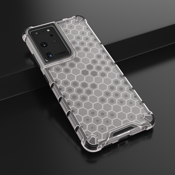 Funda blindada Honeycomb con marco de gel para Samsung Galaxy S22 Ultra transparente