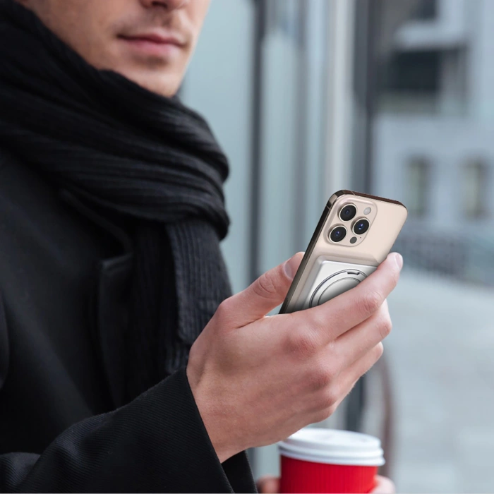 Powerbank Dudao K28S 20W PD 5000mAh z MagSafe i podstawką - srebrny