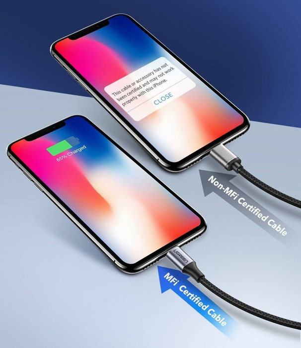 Uzelený Kábel MFI kábel (vyrobený pre iPhone) USB typu C – Lightning 3 A 1 m čierny (US304 60759)