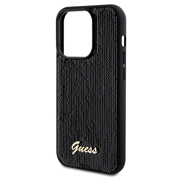 Etui Guess GUHCP14LPSFDGSK iPhone 14 Pro 6.1 czarny/black hardcase Sequin Script Metal Case