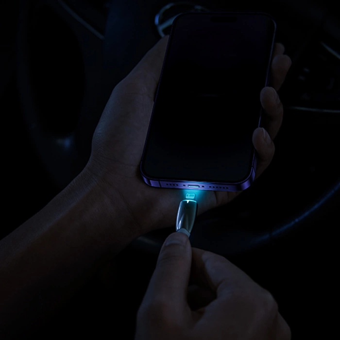 Cavo Baseus Glimmer Series con ricarica rapida USB-C - Lightning 480Mb/s 2.4A 2m nero