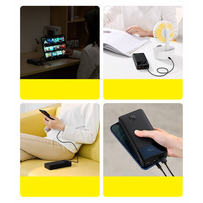 Baseus Bipow Fast Charging Power Bank 20000mAh 20W weiß (Overseas Edition) + USB-A - Micro USB 0,25m Kabel weiß (PPBD050302)