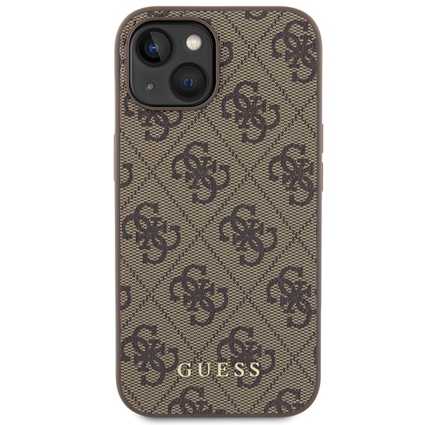 Etui Guess GUHCP15SG4GFBR iPhone 15 6.1" brązowy/brown hard case 4G Metal Gold Logo Case