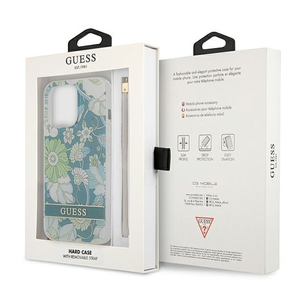 Hülle GUESS Apple iPhone 13 Pro Max Flower Strap Grün Hartcase