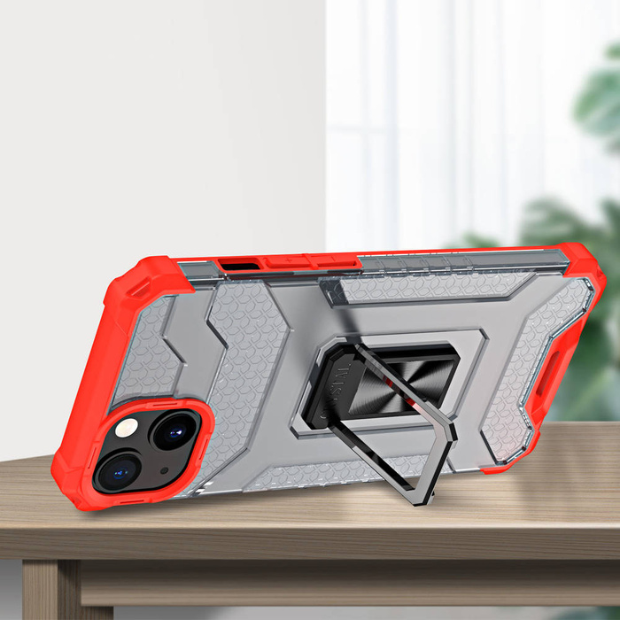 Crystal Ring Case Kickstand Tough Rugged Cover per iPhone 13 mini rosso