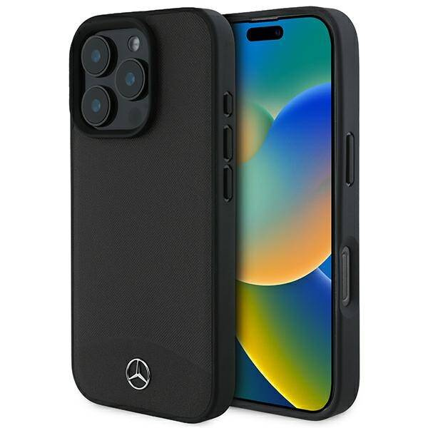 Etui Mercedes iPhone 16 Pro Max 6.9" czarny/black hardcase Textured And Plain Leather MagSafe