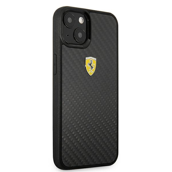 Hülle Ferrari FEHCP13SFCABK Apple iPhone 13 mini 5,4" schwarz/schwarz Hardcase On Track Real Carbon