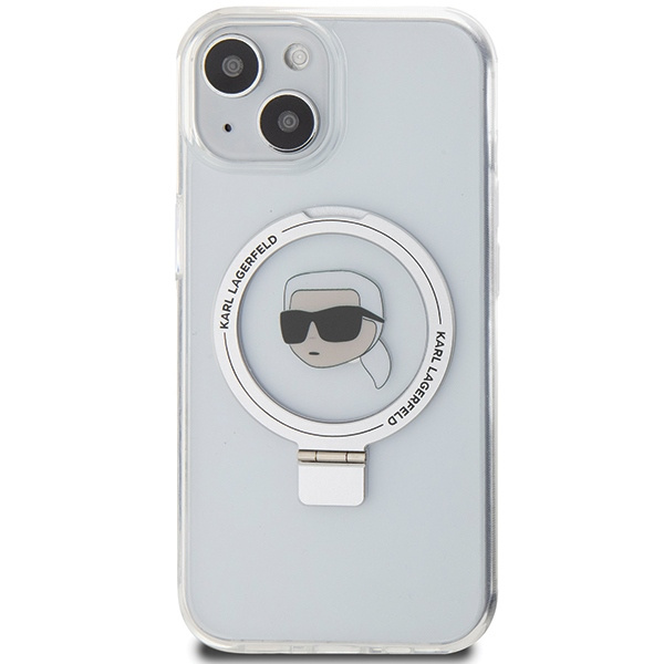 Hülle Karl Lagerfeld KLHMP15SHMRSKHH iPhone 15 6.1" weiß/weiß hartcase Ring Stand Karl Head MagSafe Case