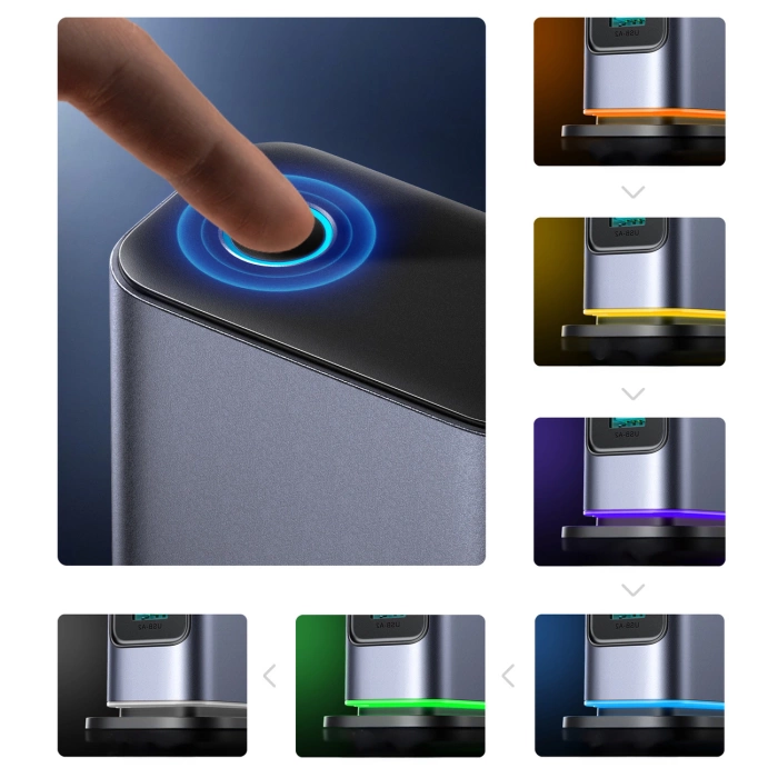 Joyroom JR-TCM02 Multiport GaN Ladegerät 65W EU 4x USB-C 2x USB-A - Dunkelgrau