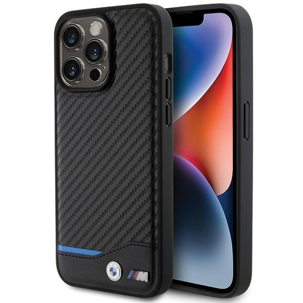 Etui BMW BMHCP15X22NBCK iPhone 15 Pro Max 6.7" czarny/black Leather Carbon Case