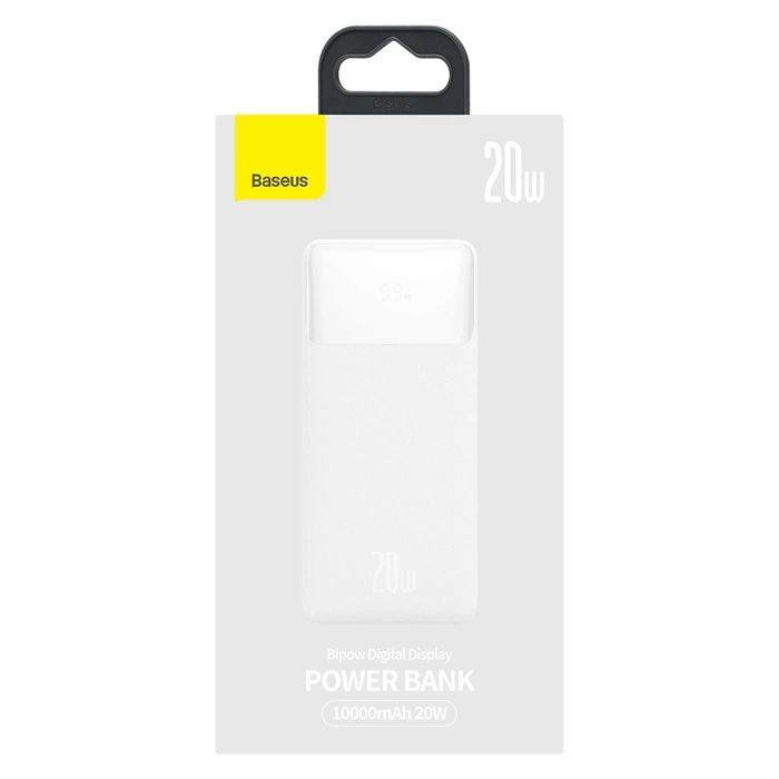Baseus Bipow Fast Charging Power Bank 10000mAh 20W blanc (Overseas Edition) + USB-A - Câble micro USB 0,25m blanc (PPBD050502)