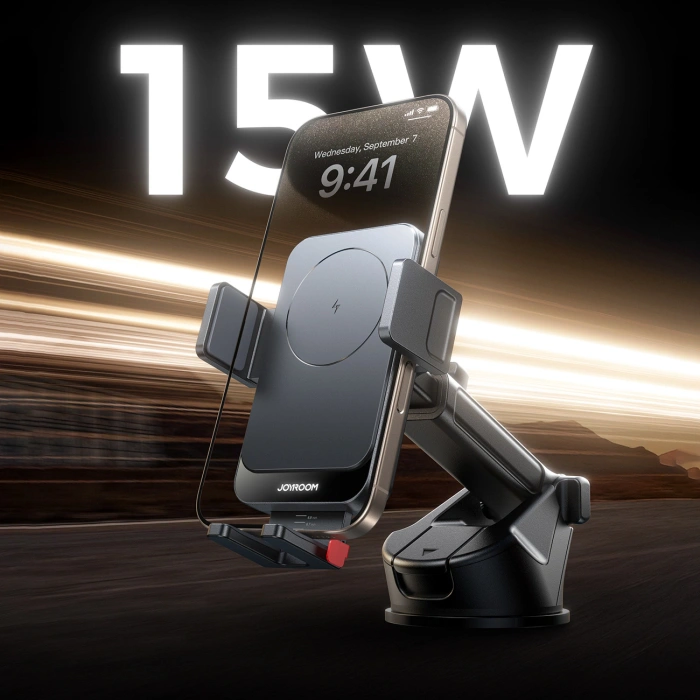 Uchwyt samochodywy Joyroom JR-ZS241S z ładowarką indukcyjną na deskę rozdzielczą - czarny