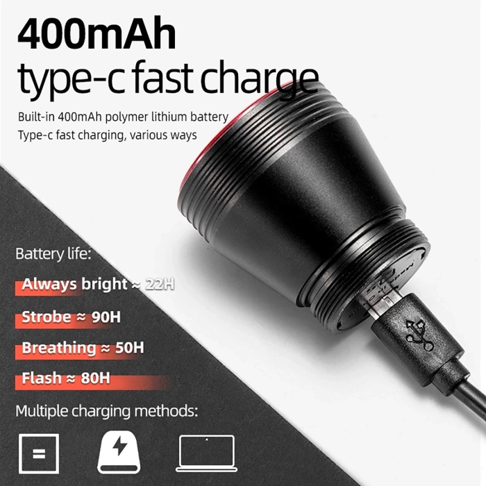 Rockbros Q5 Fahrradrücklicht mit intelligentem Stoppsystem – Schwarz