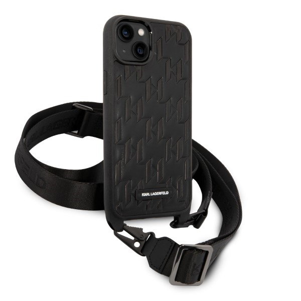 Karl Lagerfeld KLHCP14MSTMMK iPhone 14 Plus 6,7" hardcase black/black Monogram Plaque Logo Strap