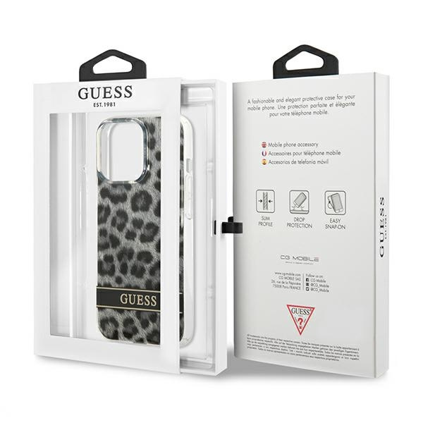 Hülle GUESS Apple iPhone 13 13 Pro Leopard Grau Hartcase